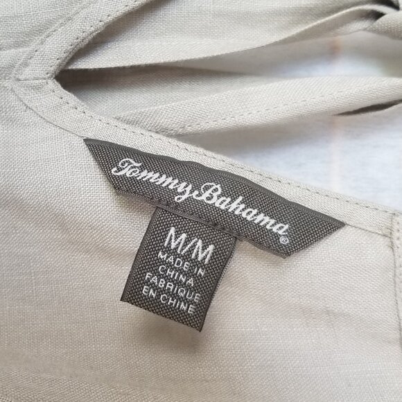 Tommy Bahama Madre 100% Linen Halter Top Size Medium Khaki EUC - Picture 2 of 7
